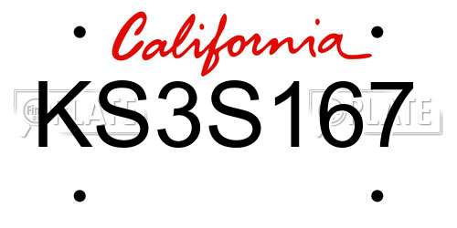 KS3S167 California License Plate