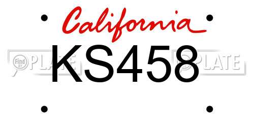 KS458 California License Plate