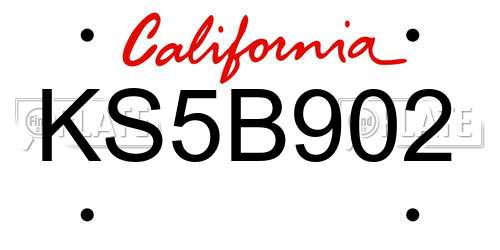 KS5B902 California License Plate