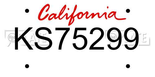 KS75299 California License Plate