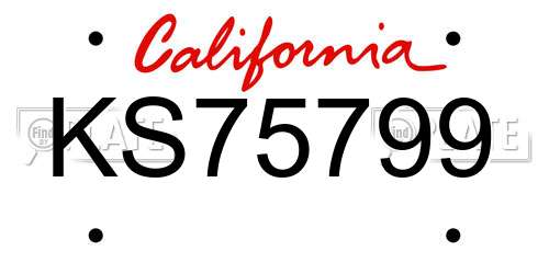 KS75799 California License Plate