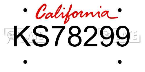 KS78299 California License Plate