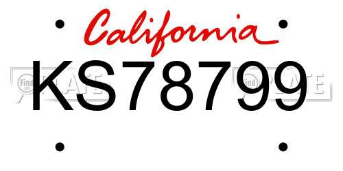 KS78799 California License Plate