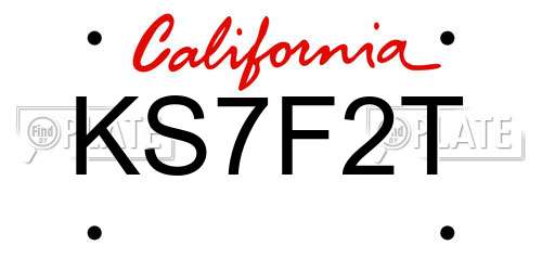 KS7F2T California License Plate