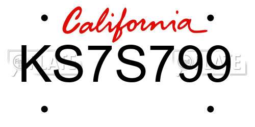 KS7S799 California License Plate