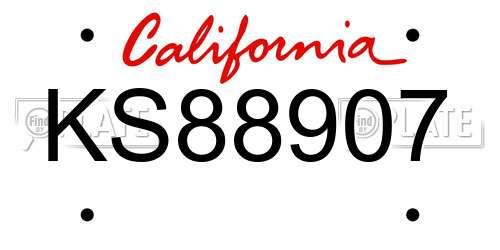 KS88907 California License Plate