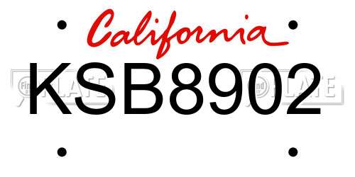 KSB8902 California License Plate