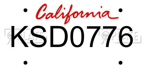 KSD0776 California License Plate