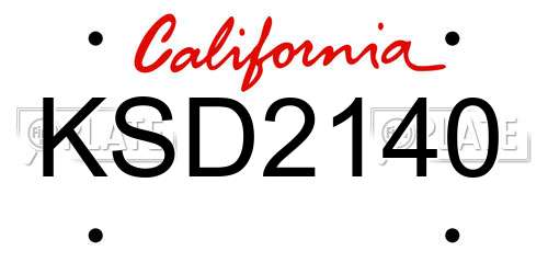 KSD2140 California License Plate