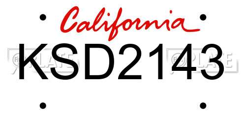 KSD2143 California License Plate