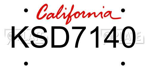 KSD7140 California License Plate