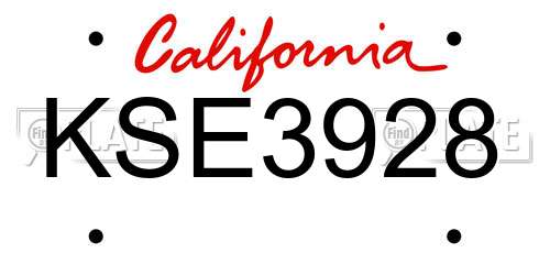 KSE3928 California License Plate