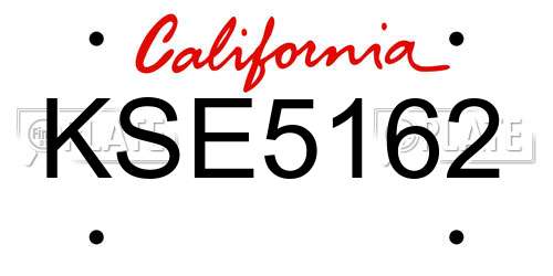KSE5162 California License Plate