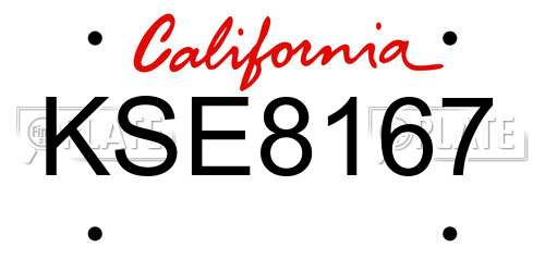 KSE8167 California License Plate