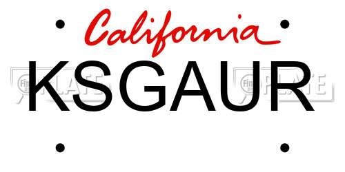 KSGAUR California License Plate
