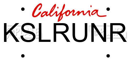 KSLRUNR California License Plate