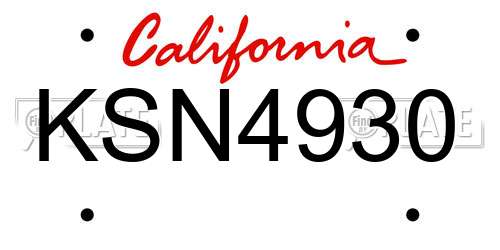 KSN4930 California License Plate