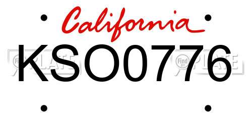 KSO0776 California License Plate