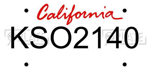 KSO2140 California License Plate