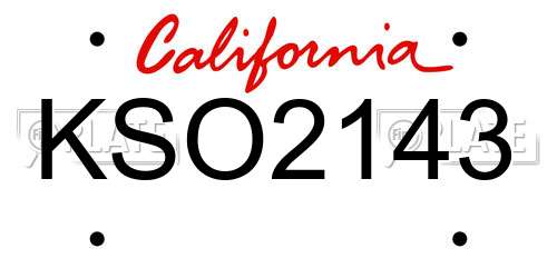 KSO2143 California License Plate