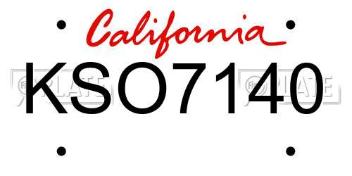 KSO7140 California License Plate
