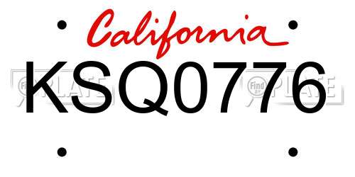 KSQ0776 California License Plate