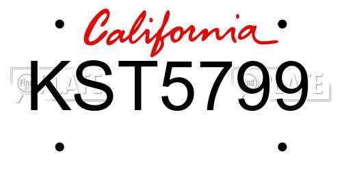 KST5799 California License Plate