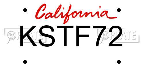 KSTF72 California License Plate