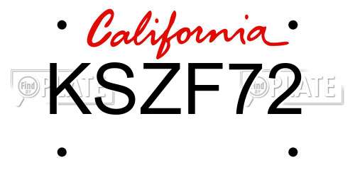 KSZF72 California License Plate