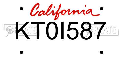 KT0I587 California License Plate