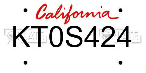 KT0S424 California License Plate