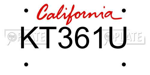 KT361U California License Plate