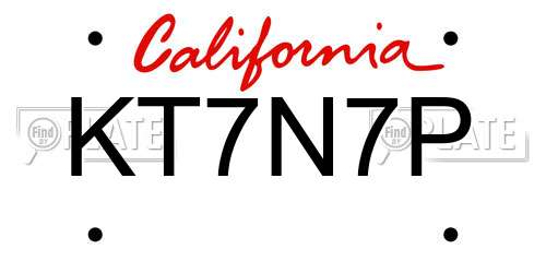 KT7N7P California License Plate