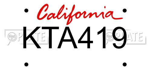 KTA419 California License Plate