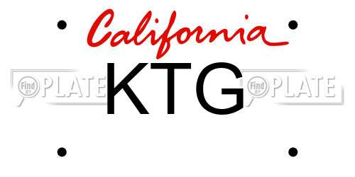 KTG California License Plate