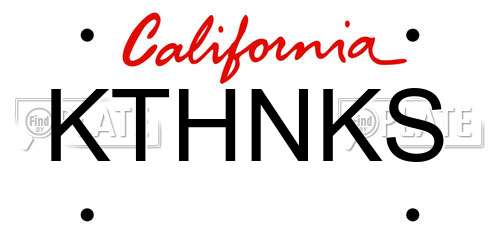 KTHNKS California License Plate