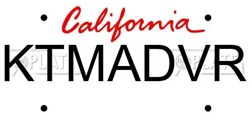 KTMADVR California License Plate