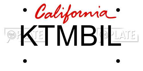 KTMBIL California License Plate