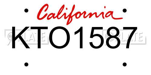 KTO1587 California License Plate