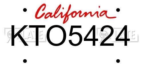 KTO5424 California License Plate