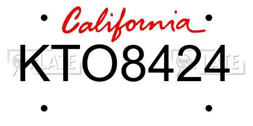 KTO8424 California License Plate