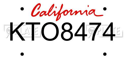 KTO8474 California License Plate
