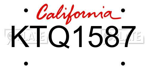 KTQ1587 California License Plate