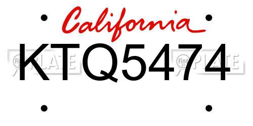 KTQ5474 California License Plate