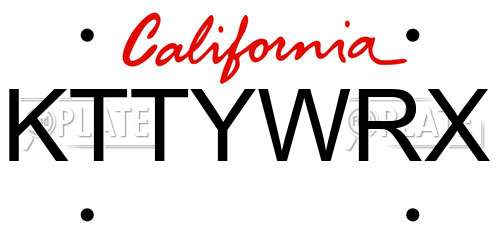 KTTYWRX California License Plate
