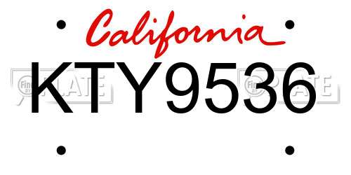 KTY9536 California License Plate