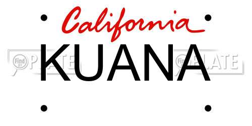 KUANA California License Plate