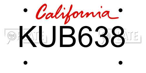 KUB638 California License Plate