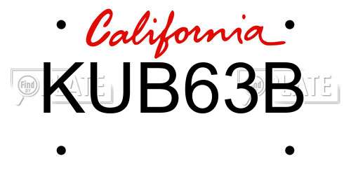 KUB63B California License Plate