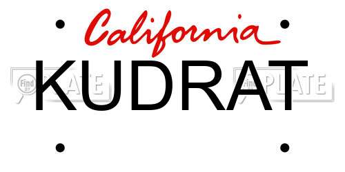 KUDRAT California License Plate